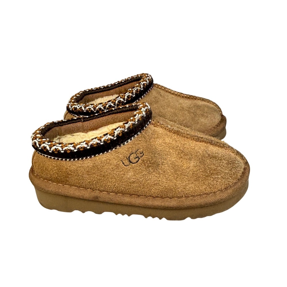 UGG Tasman Chestnut Suede Slippers Toddler Size 6 Brown Shearlin
